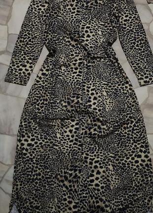 Платье леопард, ниже колен, супер им качество, не мнется, размер л, хл1 фото