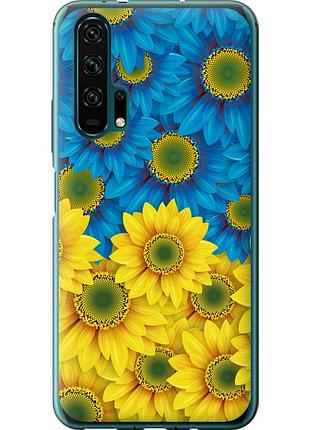 Чехол 2d пластиковый патриотический на телефон huawei honor 20 pro жёлто-голубые цветы "1048t-1702-58250"