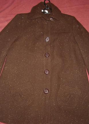 Пальто свободного покроя, с расклешонным рукавом коричневое  - promod - р. l3 фото