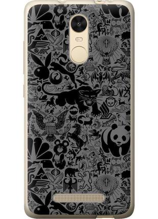 Чохол 2d пластиковий на телефон xiaomi redmi note 3 pro чорно-сірий стікер бомбінг "2432t-335-58250"