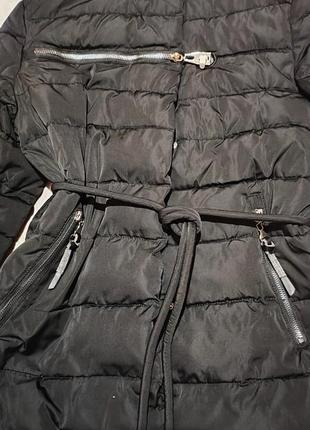 Куртка пальто зима, стьобаная с капюшоном, размер л8 фото