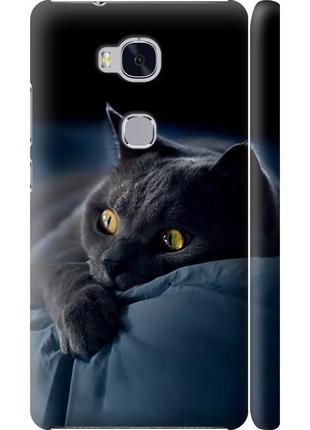 Чохол 3d пластиковий матовий на телефон huawei honor 5x димчастий кіт "825m-176-58250"