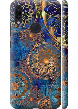 Чехол 3d пластиковый матовый на телефон xiaomi redmi note 7 золотой узор "678m-1639-58250"