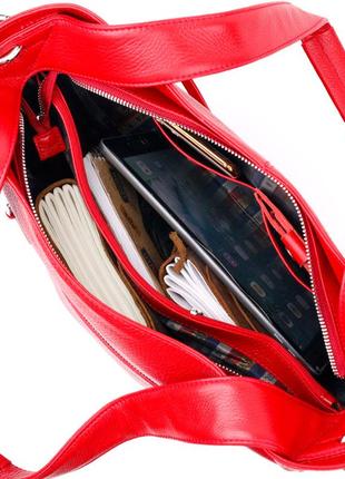 Багатофункціональна жіноча сумка-шопер із кишенями karya 20876 червоний6 фото
