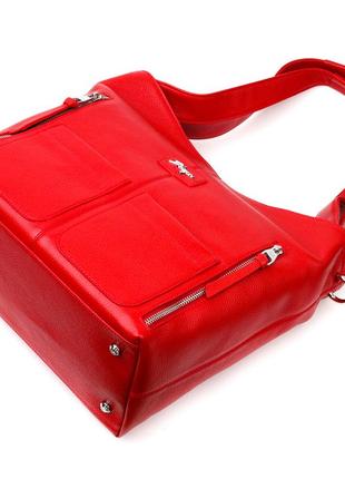 Багатофункціональна жіноча сумка-шопер із кишенями karya 20876 червоний3 фото