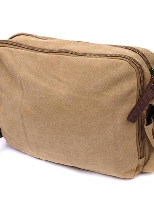 Функціональна чоловіча сумка месенджер зі щільного текстилю vintage 22206 пісочний2 фото