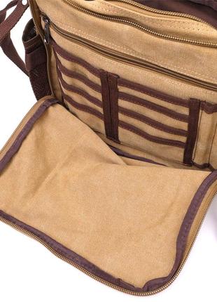 Функціональна чоловіча сумка месенджер зі щільного текстилю vintage 22206 пісочний6 фото