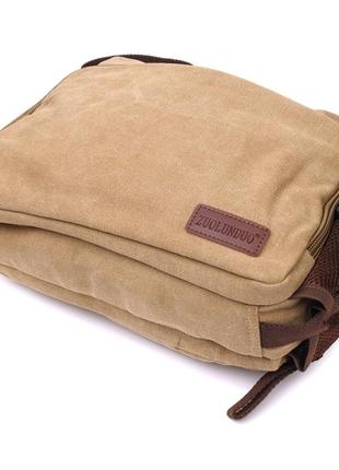 Функціональна чоловіча сумка месенджер зі щільного текстилю vintage 22206 пісочний3 фото