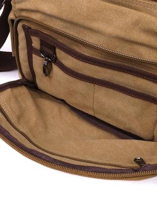 Функціональна чоловіча сумка месенджер зі щільного текстилю vintage 22206 пісочний4 фото