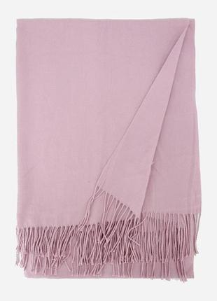 Теплый кашемировый шарф (палантин) розовый (светло розовый)1 фото