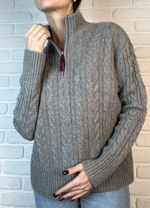 Светр з люксовым складом pure lambswool. свитер з замком на вороте, свитер с люксовым составом шерсть ягнят