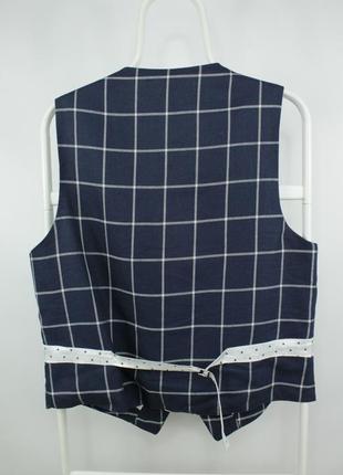 Класична костюмна люкс жилетка fugàto italian suit vest blue check lino/cotton/silk blend men's5 фото