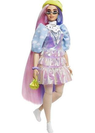 Кукла барби экстра модница мерцающий образ barbie extra doll in shimmery look with pet puppy3 фото