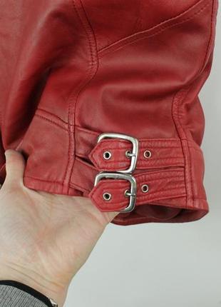 Шикарная кожаная байкерская куртка жилетка vintage schott perfecto red leather biker vest jacket wome6 фото