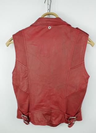 Шикарная кожаная байкерская куртка жилетка vintage schott perfecto red leather biker vest jacket wome4 фото