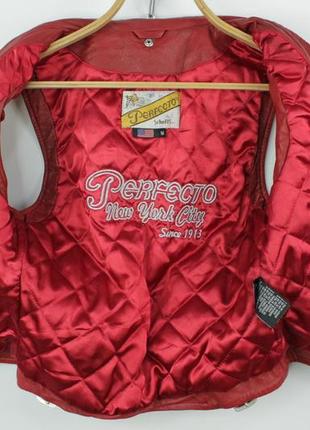 Шикарная кожаная байкерская куртка жилетка vintage schott perfecto red leather biker vest jacket wome8 фото