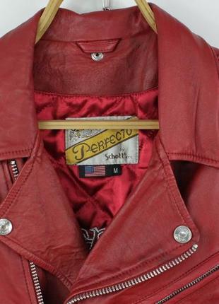 Шикарная кожаная байкерская куртка жилетка vintage schott perfecto red leather biker vest jacket wome2 фото