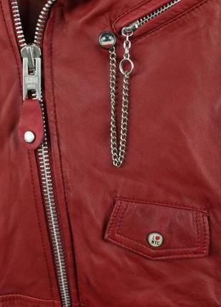 Шикарная кожаная байкерская куртка жилетка vintage schott perfecto red leather biker vest jacket wome3 фото