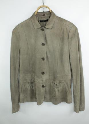 Легкая кожаная куртка hugo boss gray suede leather women's jacket1 фото