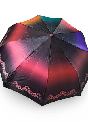 Жіноча парасолька напівавтомат toprain атлас райдужне омбре #04255