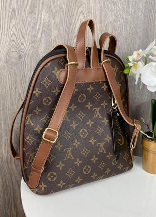 Качественный женский городской рюкзак сумка трансформер стиль луи витон коричневый, сумка-рюкзак для девушек9 фото