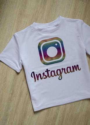 Дуже стильна однотонна футболка instagram сезон весна-літо-осінь для дівчинки