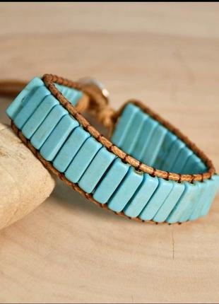 Женский браслет из натуральной индийской бирюзы