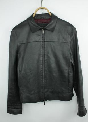 Якісна шкіряна куртка arma black leather full zip regular fit women's jacket1 фото