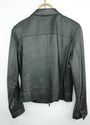 Якісна шкіряна куртка arma black leather full zip regular fit women's jacket7 фото