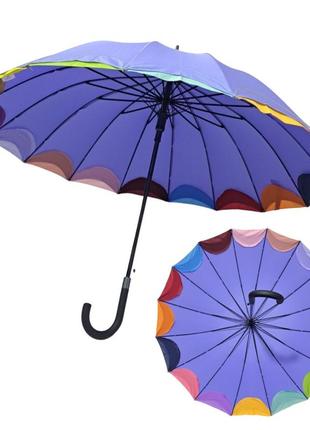 Женский зонтик susino трость на 16 спиц радужный край #0310873