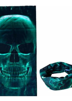 Баф бандана-трансформер, шарф із мікрофібри, 15 зелений череп