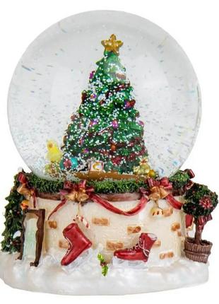Снігова куля "казкова ялинка", куля зі снігом, декор на новий рік, новорічний декор1 фото