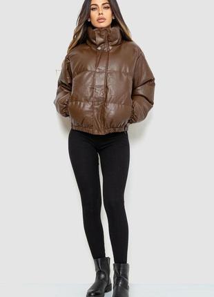 Куртка женская из эко-кожи на синтепоне 129r075, цвет коричневый