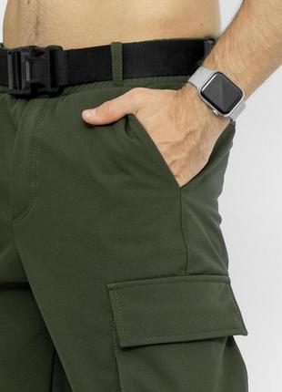 Мужские теплые штани карго темно-зеленые
