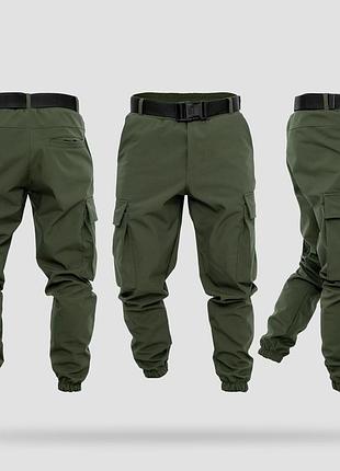 Чоловічі теплі штані карго темно-зелені