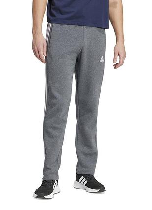 Флісові чоловічі спортивні штани оригінал сша adidas essentials 3-stripes open hem fleece pants теплі на флісі брюки сірі утеплені зимові демісезонні4 фото