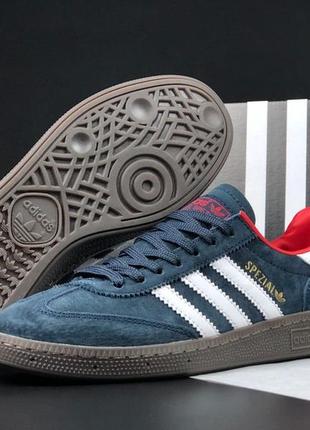 Мужские кеды adidas handball spezial темно синие с белым