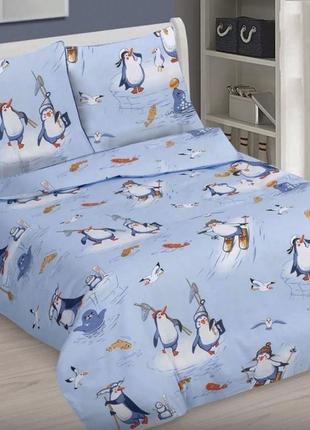 Комплект постельного белья пингвинята-рыболовы1 фото