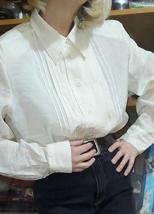 Винтажная шёлковая блуза verse цвета экрю, шёлк и вискоза2 фото