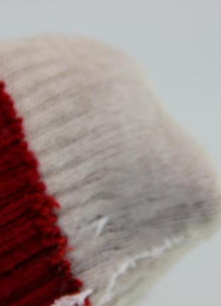 Перчатки для девочки шерстяные двойные 7-9 лет осень-зима белый4 фото