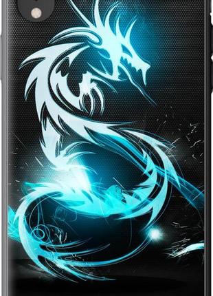 Чохол на iphone xr біло-блакитний вогненний дракон "113u-1560-10746"