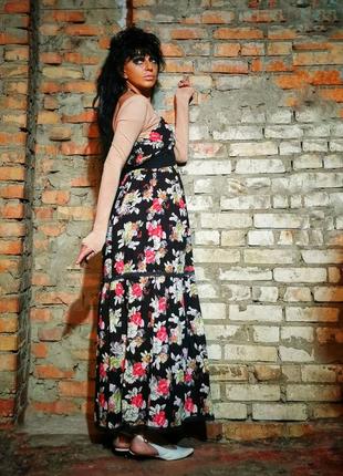 Сарафан в принт цветы select коттон хлопок с рюшами кружевом