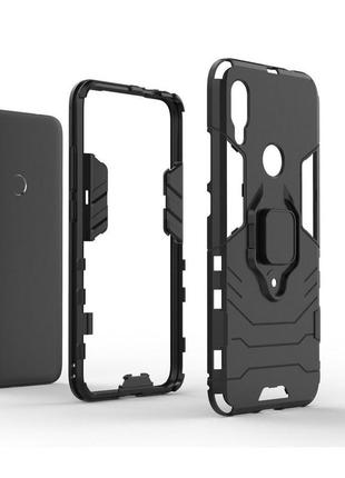 Чехол ring case для xiaomi redmi 7 бронированный бампер с кольцом черный6 фото