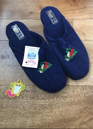 Домашние тапочки италия. тапочки для дома 3 rose. синие тапочки
