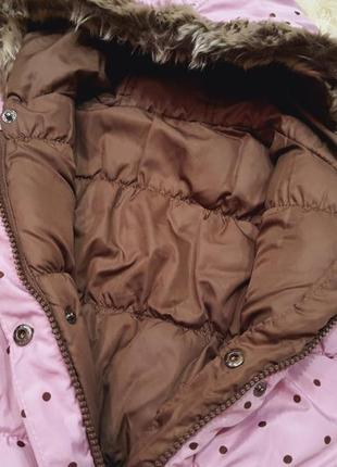 Двусторонняя теплая стеганая куртка, курточка в горох5 фото