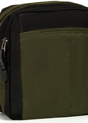 Мужская наплечная сумка-планшетка  из нейлона lanpad хаки1 фото
