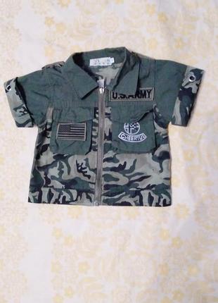 Рубашка хаки милитари  новая на мальчика 2-3 года