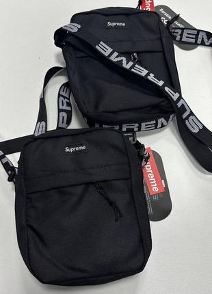 Барсетка supreme чорна сумка через плече / месенджер чоловічий / жіночий1 фото