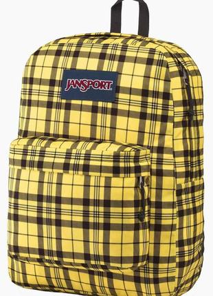 Яркий молодежный городской рюкзак из полиэстера 25l jansport superbreak желтый в клетку