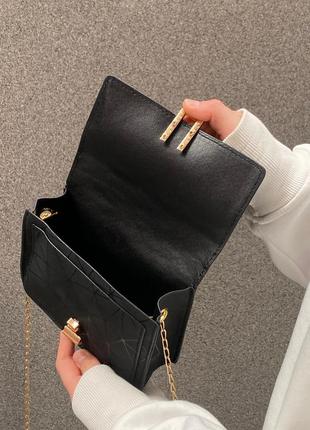 Дефект! женская маленькая классическая черная сумка на цепочке клатч черный6 фото